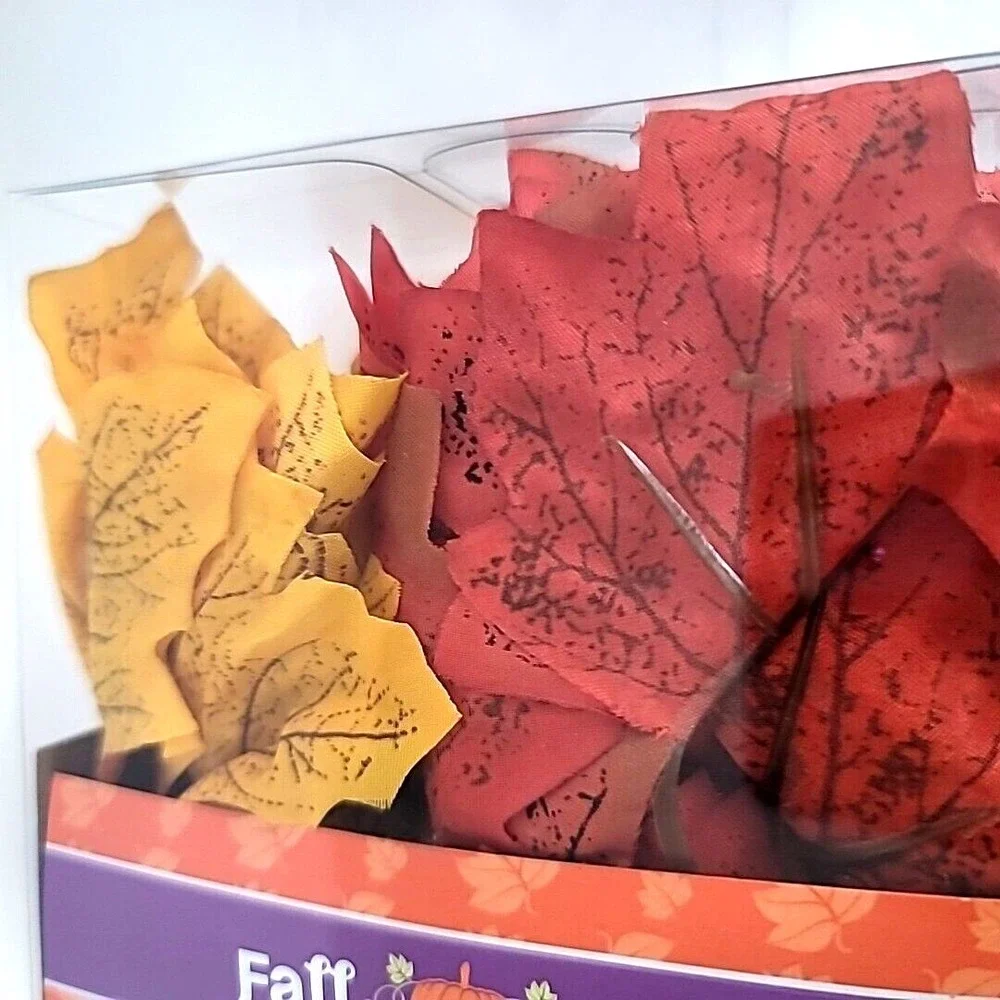 Set Of 2 Fall Fest Maple Leaves Garland/String Lights Battery Operated 20 LED